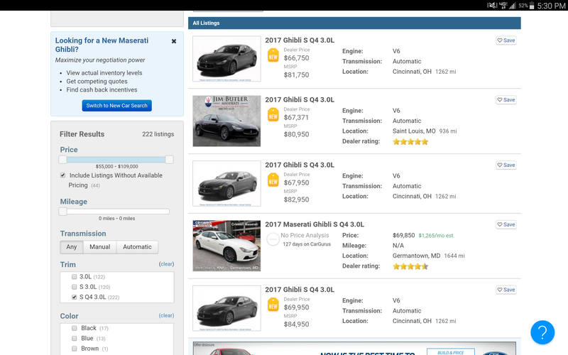 Illustration for article titled All Brand New 2017 Maserati Ghiblis Are $15,000 Off Right Now